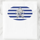 Chrome Like Pirate on Navy Stripes Ovale Sticker (Tas)
