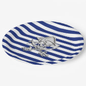 Chrome Like Pirate on Navy Stripes Papieren Bordje (Gekanteld)