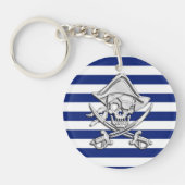 Chrome Like Pirate on Navy Stripes Sleutelhanger (Voorkant)