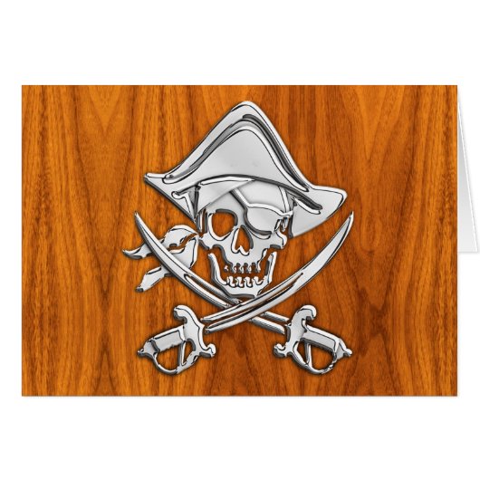 Chrome like pirate on Teak Veneer (Voorkant Horizontaal)