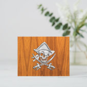 Chrome like pirate on Teak Veneer Briefkaart (Staand voorkant)