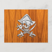 Chrome like pirate on Teak Veneer Briefkaart (Voorkant)