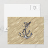 Chrome like Rope Anchor in the Sand Briefkaart (Voorkant / Achterkant)