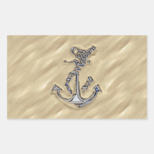 Chrome like Rope Anchor in the Sand Rechthoekige Sticker