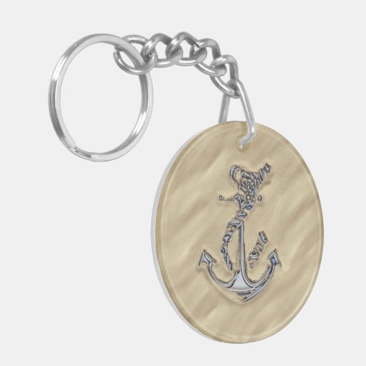 Chrome like Rope Anchor in the Sand Sleutelhanger (Voorkant Links)
