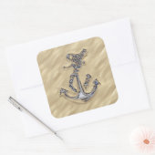 Chrome like Rope Anchor in the Sand Vierkante Sticker (Envelop)