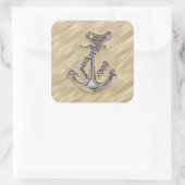 Chrome like Rope Anchor in the Sand Vierkante Sticker (Tas)