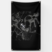 Chrome like Sagittarius Sign on Black Hevelius Spandoek (Verticaal)