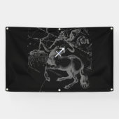 Chrome like Sagittarius Sign on Black Hevelius Spandoek (Horizontaal)