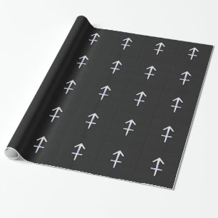 Chrome like Sagittarius Zodiac Sign on Black Cadeaupapier