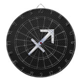 Chrome like Sagittarius Zodiac Sign on Black Dartbord (Voorkant)