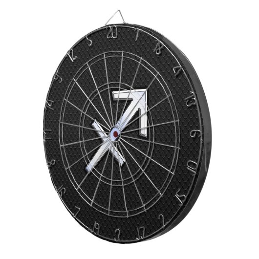 Chrome like Sagittarius Zodiac Sign on Black Dartbord (Voorkant Rechts)