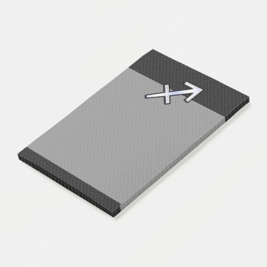 Chrome like Sagittarius Zodiac Sign on Black Post-it® Notes (Schuin)