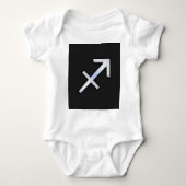 Chrome like Sagittarius Zodiac Sign on Black Romper (Voorkant)