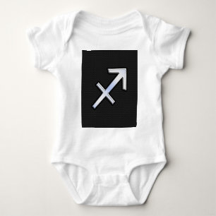 Chrome like Sagittarius Zodiac Sign on Black Romper