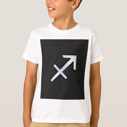 Chrome like Sagittarius Zodiac Sign on Black T-shirt (Voorkant)