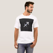 Chrome like Sagittarius Zodiac Sign on Black T-shirt (Voorkant volledig)