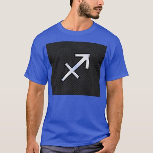 Chrome like Sagittarius Zodiac Sign on Black T-shirt (Voorkant)
