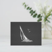 Chrome like Sailboot on Carbon Fibre Briefkaart (Staand voorkant)