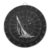 Chrome like Sailboot on Carbon Fibre Dartbord (Voorkant)