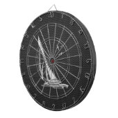 Chrome like Sailboot on Carbon Fibre Dartbord (Voorkant Rechts)