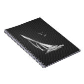Chrome like Sailboot on Carbon Fibre Notitieboek (Rechterzijde)