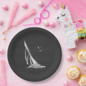 Chrome like Sailboot on Carbon Fibre Papieren Bordje (Feest)