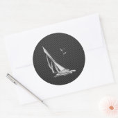 Chrome like Sailboot on Carbon Fibre Ronde Sticker (Envelop)