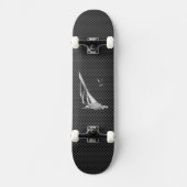 Chrome like Sailboot on Carbon Fibre Skateboard (Voorkant)