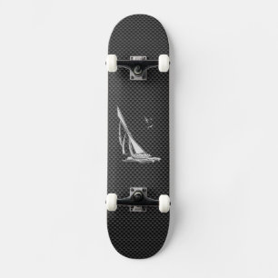 Chrome like Sailboot on Carbon Fibre Skateboard