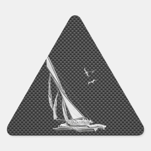 Chrome like Sailboot on Carbon Fibre Sticker (Voorkant)