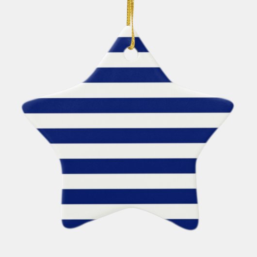 Chrome like Sailboot on Nautical Stripes Keramisch Ornament (Achterkant)
