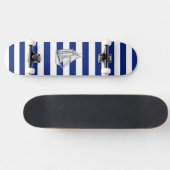 Chrome like Sailboot on Nautical Stripes Skateboard (Horizontaal)