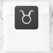 Chrome like Taurus Sign on Black Snake Skin Vierkante Sticker (Tas)