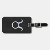 Chrome like Taurus Zodiac Sign on Black Snake Skin Bagagelabel (Voorkant horizontaal)