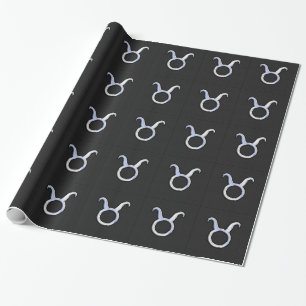 Chrome like Taurus Zodiac Sign on Black Snake Skin Cadeaupapier