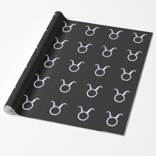 Chrome like Taurus Zodiac Sign on Black Snake Skin Cadeaupapier (Uitgerold)