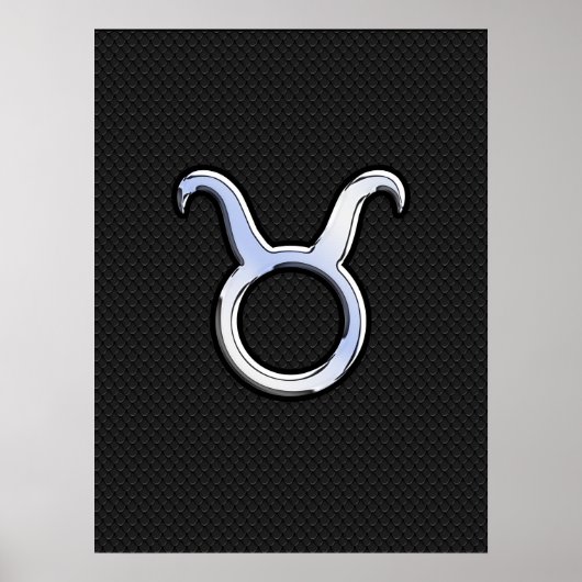 Chrome like Taurus Zodiac Sign on Black Snake Skin Poster (Voorkant)