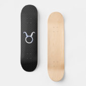 Chrome like Taurus Zodiac Sign on Black Snake Skin Skateboard (Voorkant)