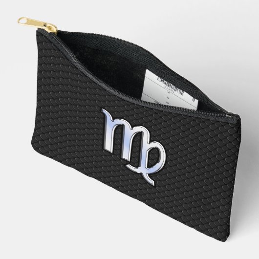 Chrome like Virgo Zodiab Sign on Black slang skin Etui (Open)