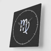 Chrome like Virgo Zodiab Sign on Black slang skin Vierkante Klok (Hoek)