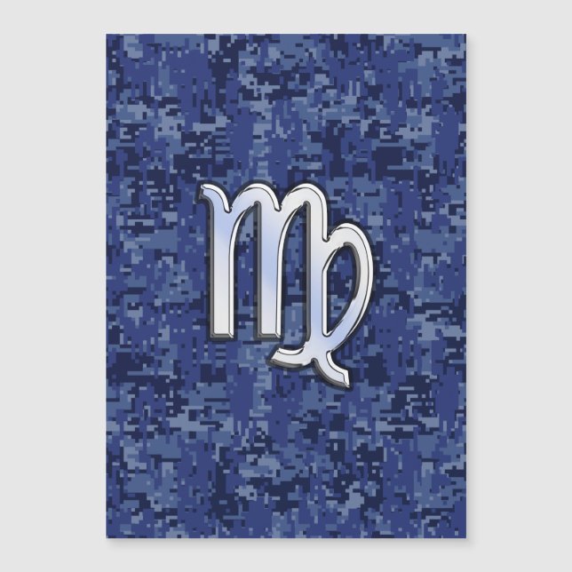 Chrome like Virgo Zodiac Sign on Blue Digital Camo (Voorkant)