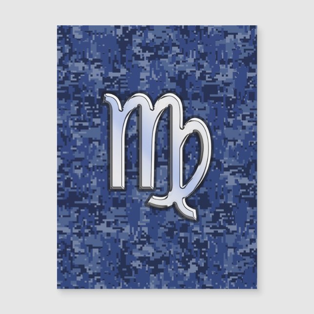 Chrome like Virgo Zodiac Sign on Blue Digital Camo (Voorkant)