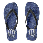 Chrome like Virgo Zodiac Sign on Blue Digital Camo Teenslippers (Voetbed)