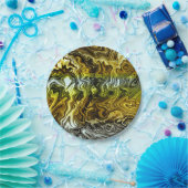 Chrome Liquid Metallic Gold Silver Cool Party Papieren Bordje (Feest)