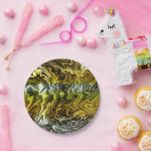 Chrome Liquid Metallic Gold Silver Cool Party Papieren Bordje (Feest)