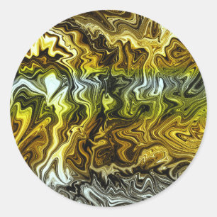 Chrome Liquid Metallic Gold Silver Cool Party Ronde Sticker