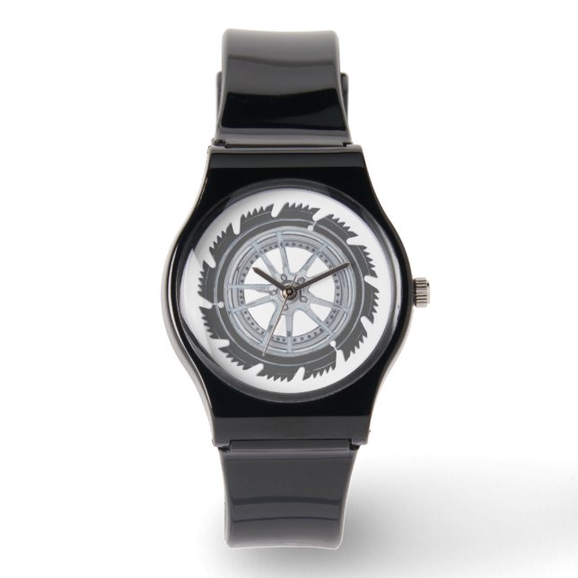 Chrome Mag-wiel Horloge (Voorkant)