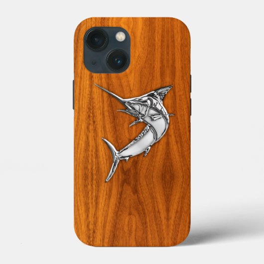 Chrome Marlin Fish op Teak Veneer Print Case-Mate iPhone Case (Achterkant)