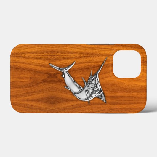 Chrome Marlin Fish op Teak Veneer Print Case-Mate iPhone Case (Achterkant (horizontaal))